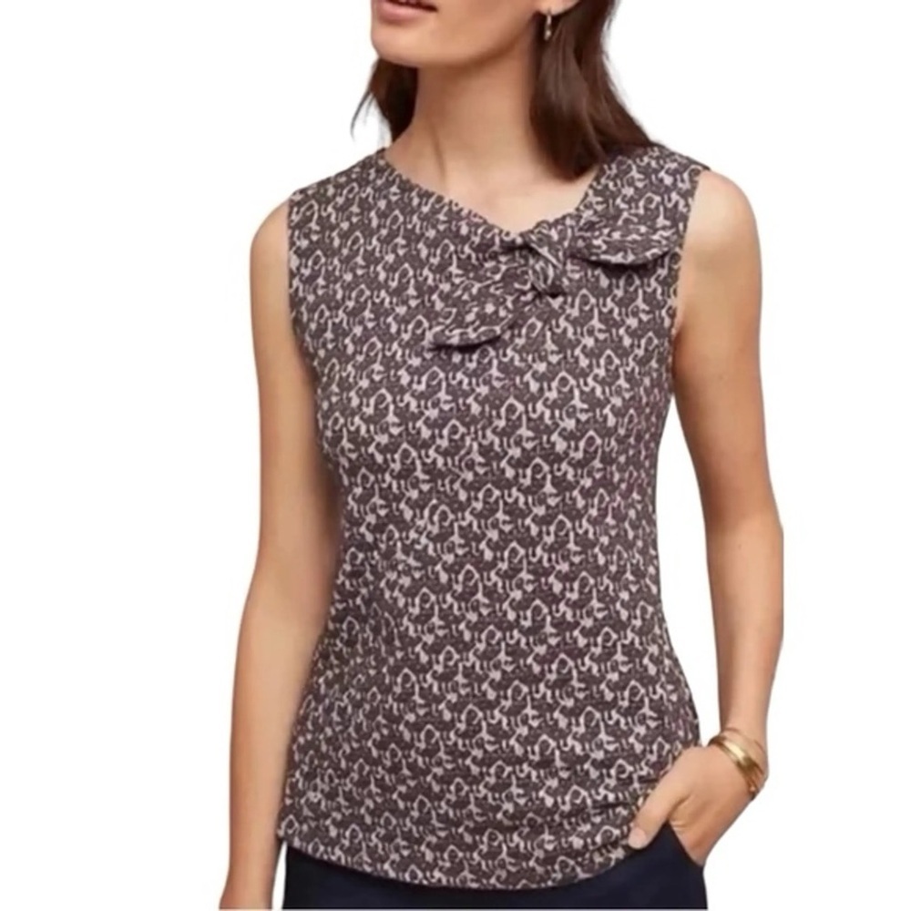 Maeve x Anthropologie Sleeveless Cat Print Sleeveless Top Cotton Blend Grey XS